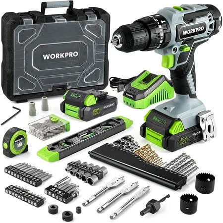 

SWJYH 20V Max Cordless Drill Driver Set Electric Power Impact Drill Tool with 102 Pieces Accessories 1/2 Chuck Impact Drill Kit with Portable Case 2 x 2.0Ah Li-ion Batteries with Fast Charger