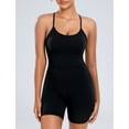 thumbnail image 4 of AGONVIN Women's Workout Spaghetti Strap Rompers Shorts Tummy Control One Piece Jumpsuit Black XL, 4 of 7