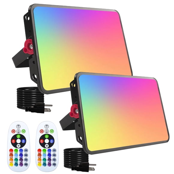 Indmird 2 Pack 200W Projecteur RGB, Projecteur RGB Changeant de Couleur, Projecteur RGB Intelligent avec Télécommande, pour Club, Mariage