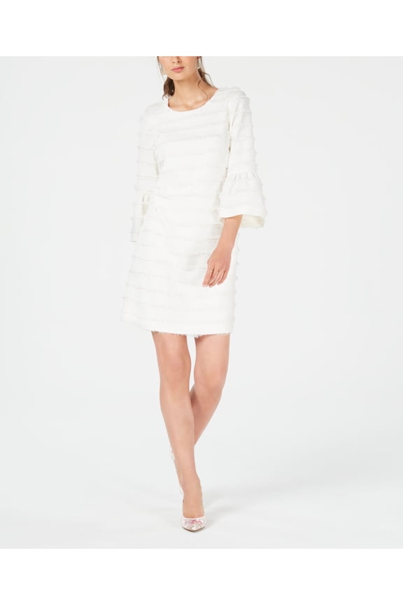 Womens Ivory Bell Sleeve Above The Knee Shift Party Dress Size: 6