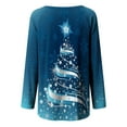 thumbnail image 4 of asdoklhq Christmas Clearance Clothing Under $5.00,Women Long Sleeves Floral Casual Shirts Solid O-Neck Pullover Loose Tunic Tops Christmas Tree Print Round Neck Long Dleeve Blouse, 4 of 5