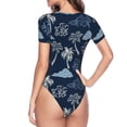 thumbnail image 4 of Balery Hawaii Palms Women's Short Sleevee Crew Neck Bodysuit Tops Short Sleeve Tops Basic-, 4 of 9