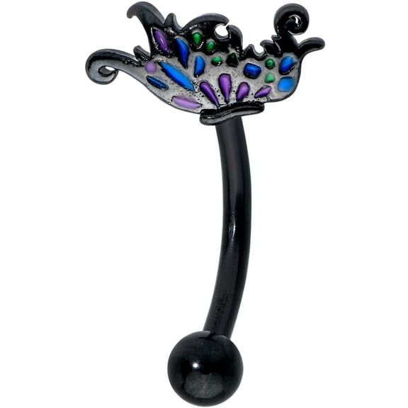 Body Candy 16G Black PVD Steel Eyebrow Jewelry Cartilage Tragus Daith Conch Rook Fairy Wings Eyebrow 5/16
