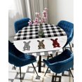 thumbnail image 5 of White Black Plaid Easter Bunny Kitchen Fitted Tablecloth for Round Table,Leopard Rabbit Table Cover with Elastic Edge Waterproof Table Cloth,Buffalo Checker Circle Table Covers for Indoor 36-44in, 5 of 6