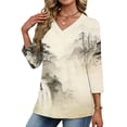 thumbnail image 6 of Blouse Tops for Women Dressy,3/4 Length Sleeve Womens Tops V Neck Three Quarter T Shirts Spring 2026 Dressy Casual Blouses, 6 of 8