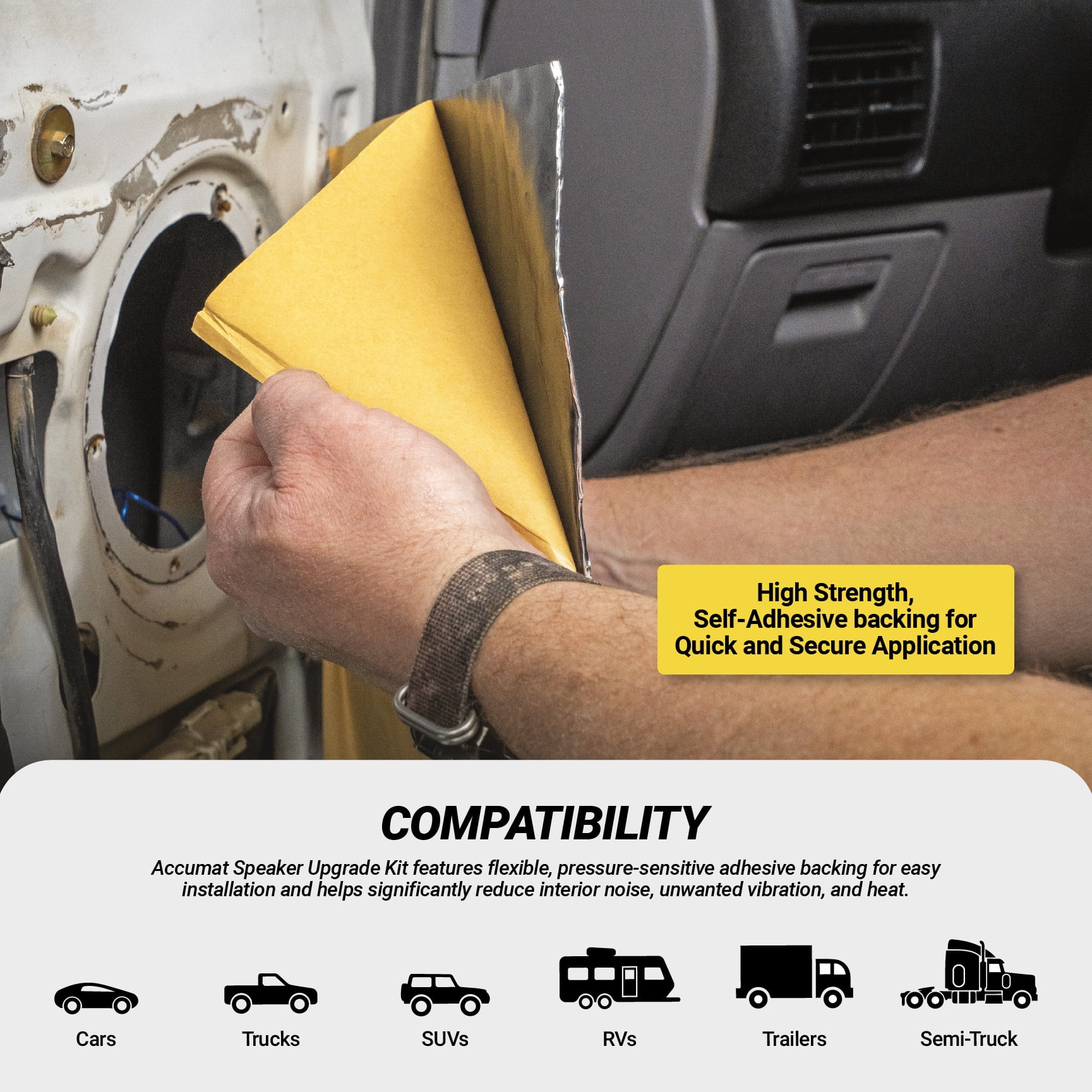 Scosche Accumat Sound Deadening Kit 2 Door High Density Flex Noise Reduction Adhesive Sheets AMT12X2