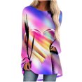 thumbnail image 2 of Qertyioot Chemise Cœur d'Amour Pull de la Saint-Valentin, Mode Été pour Femmes Imprimé Col Rond Manches Longues Ample Blouse, 2 of 5