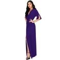 thumbnail image 5 of KOH KOH Long Sexy V-Neck Short Sleeve Slit Flowy Cocktail Evening Bridesmaid Wedding Guest Party Summer Tall Dressy Maxi Dress Gown For Women Indigo Blue Purple Small US 4-6 NT290, 5 of 7