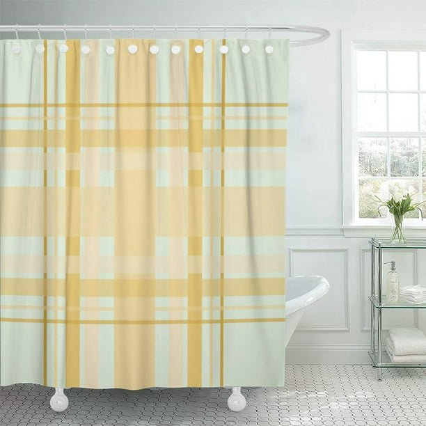 Pknmt Orange Plaid Checd Pattern In, Blue And Cream Striped Shower Curtain Fabric