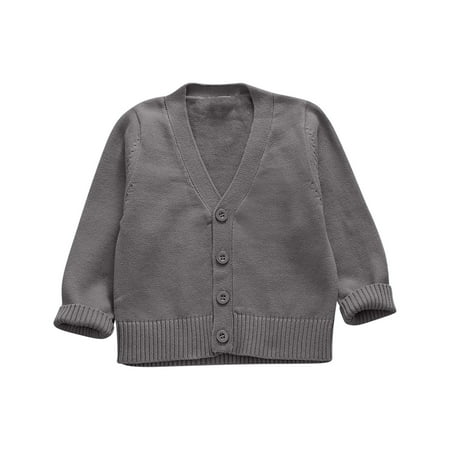 

Meresysid Cardigan Sweaters for Infant Toddler Girls Baby Teen Children s Fashion Casual Solid Color Loose Button Long Sleeved V-neck Top shirt Dark Gray