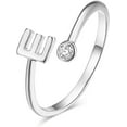 thumbnail image 1 of HAHDAXIA Bague Mi-Doigt Ouverte Ajustable Plaquée Argent Initiale 26 Alphabet Délicate Incrustée de Cristal Bijoux, 1 of 7