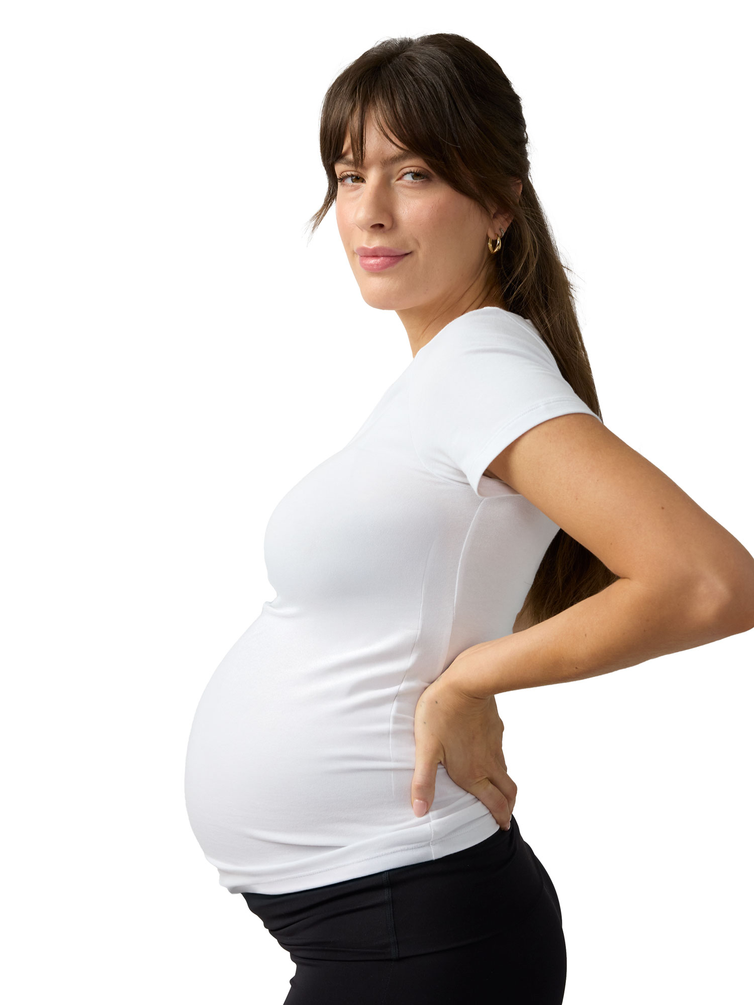Ingrid & Isabel For Every Belly Women's Maternity Short Sleeve Fitted Scoop Tee, Sizes S-XXL