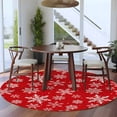 thumbnail image 5 of Red White Snowflake Christmas Round Rug 5ft Washable Circle Kitchen Rugs Non Slip Winter Xmas Snowflakes Large Area Rug Indoor Floor Carpet for Bedroom Living Room Home Office Dining Room Nursery, 5 of 8