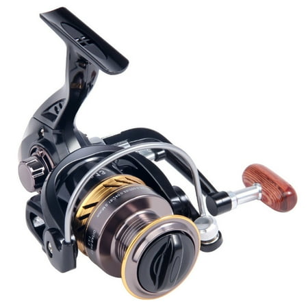 LADAEN Portable Spinning Fishing Reel Wooden Handle Folding Rocker Fishing Reel for Lake Pond Fishing Using 5000