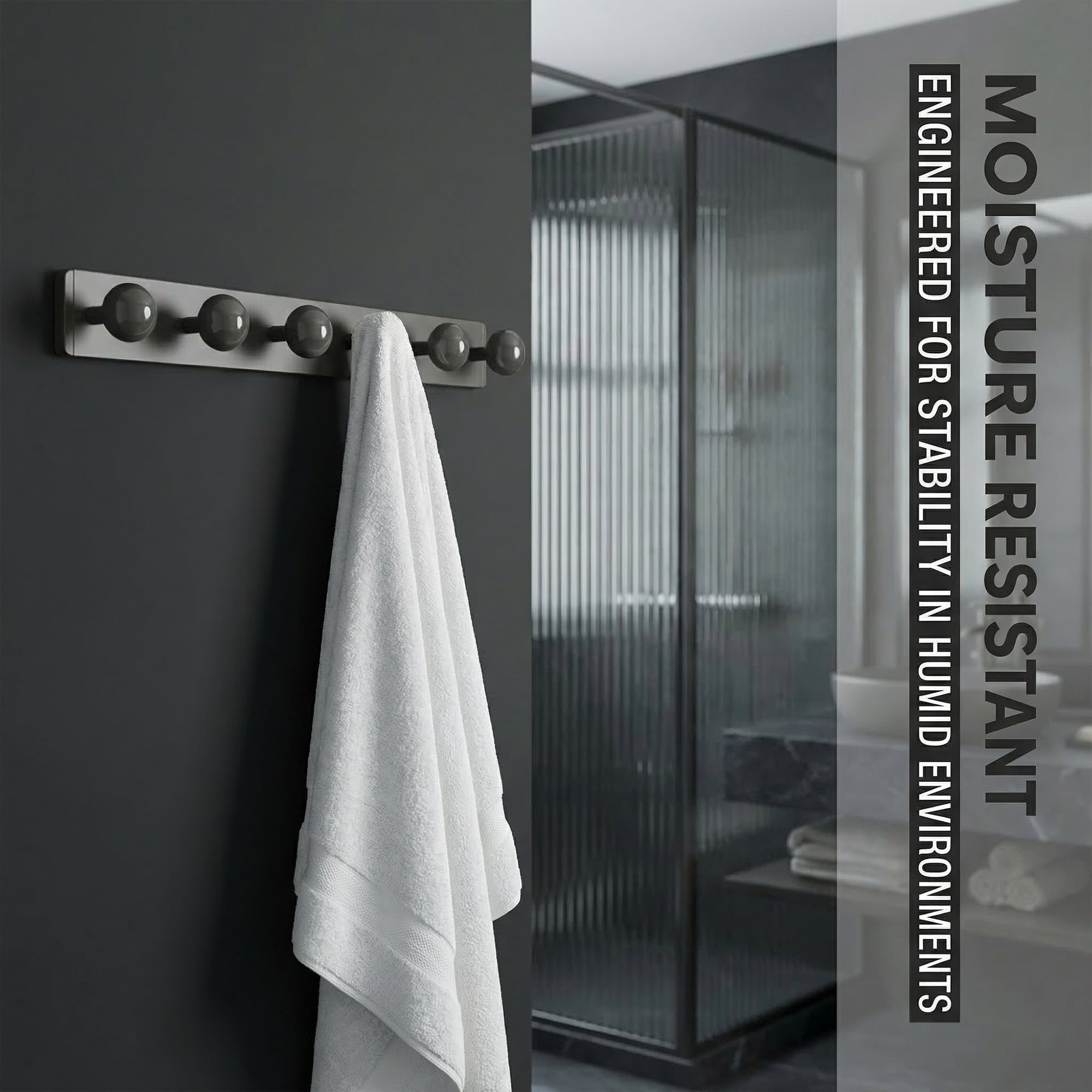 Unique Bargains Coat Rack Wall Mount Aluminum Wood Hook for Entryway Gray 18.9"x1.6"