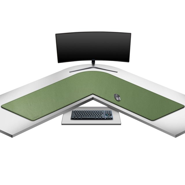Alfombrilla de escritorio Mydours en forma de L 135x135x40 cm de cuero PU verde