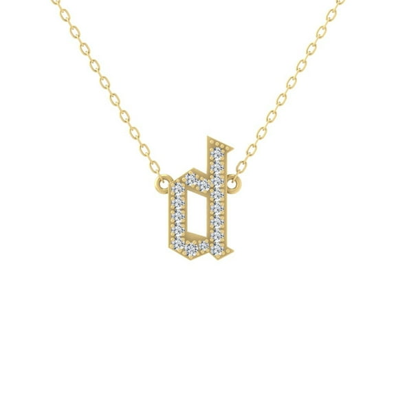 ARAIYA FINE JEWELRY 10K Yellow Gold Lab Grown Diamond letter " d " Initial Pendant Silver Yellow Plating Cable Chain Necklace (1/5 cttw, D-F Color, VS Clarity) 18 "