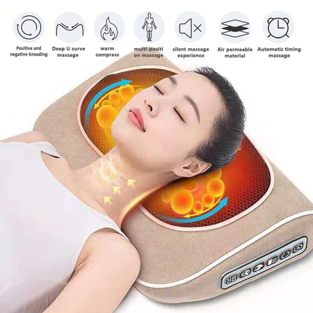 Kadell Shiatsu Elite Vibration And Massage Pillow With Heat, 20 Heads 3 Levels Shiatsu Massager Body Massage Pillow Cushion Neck Knead Back