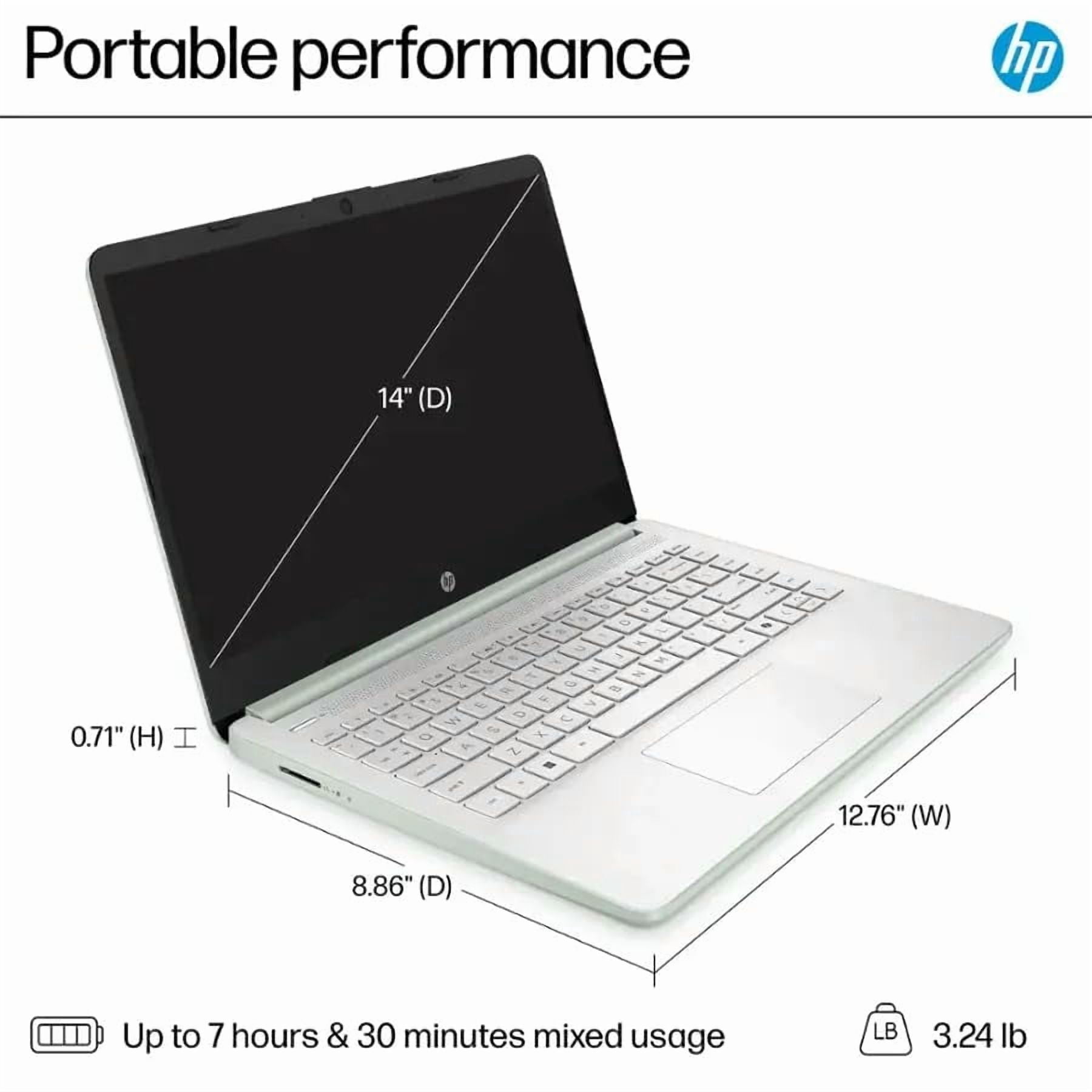 HP 14" HD Student Business Laptop, Intel Quad-Core N150, 8GB RAM, 128GB UFS, 1 Year Office 365, Slim Design, Webcam, HDMI, Bluetooth, WiFi, Win 11 S, Willow Green