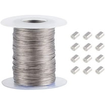 328 Feet 0.5mm Heavy Duty Picture Hanging Wire 304 Stainless Steel Photo Frame Hanging Wire with 30 pcs Aluminum Crimping Loop Sleeve for Mirrors Frames Load Capacity 9.7LB DIY