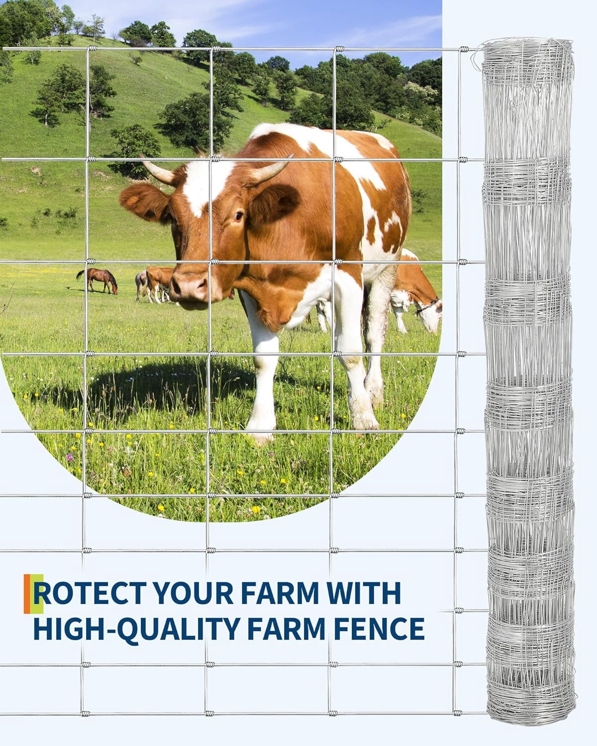 Rugerasy Cattle Fence,5FT x 328FT Galvanized After Welding Chicken Wire Fence Roll for Raised Garden Beds,Plant Supports,Poultry Netting,Cattle Farm Fence,Cage Protection,1.5*100M