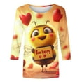thumbnail image 5 of CYMMPU Spring Tops Round Neck 3/4 Sleeve Bee Printed Tunic Tops Boho Blouses for Women Dressy Casual Fall Trendy Shirts Loose Fit Cute Animals T-Shirts XXXL, 5 of 5