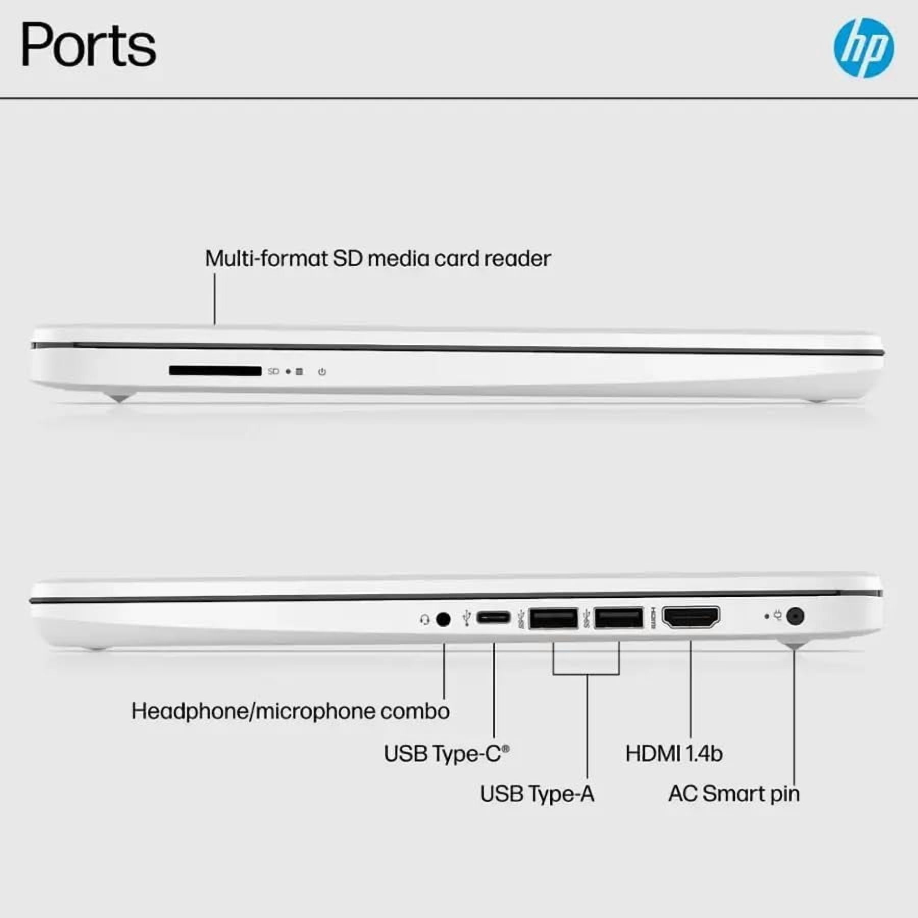 HP 14 Inch Laptop with 1-Year Free Microsoft Office 365, Intel Celeron CPU, 8GB RAM, 1.3TB Storage (128GB Onboard, 128GB External and 1TB Cloud), Intel UHD Graphics, WiFi 6, White, Windows11