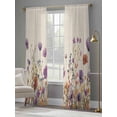 thumbnail image 2 of Purple Flowers Sheer Curtains 108 inches Long 2 Panels Set Plants Watercolor Floral Retro Linen Tiers Sheers Rod Pocket Small Window Short Curtains for Kitchen Cafe, Each 52" W x 108" L, 2 of 7