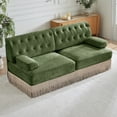 thumbnail image 3 of Soft Velvet Fabric Chesterfield Style Sofa,Button Tufted Design,Floor-grazing Tassel Fringe Skirt,Easy to Assemble,Free Combination,For Living Rooms Rest Areas Bedroom,Green, 3 of 5