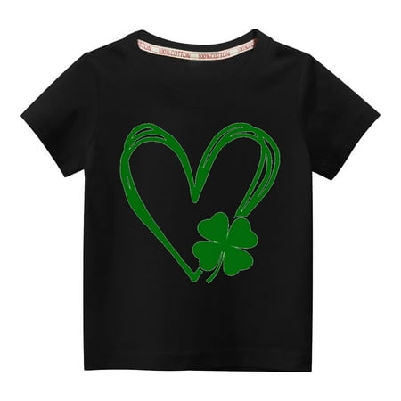 

Babysbule New Arrivals Toddler Kids Deals Boys Girls St. Patrick s Day Fashion Cute Solid Color Round Neck Short Sleeve Top