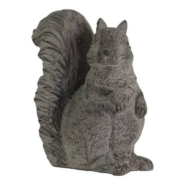 Urban Trends Cement Sitting Squirrel Figurine with Hand over Hand Against the Chest SM Rough Concrete Finish Gray