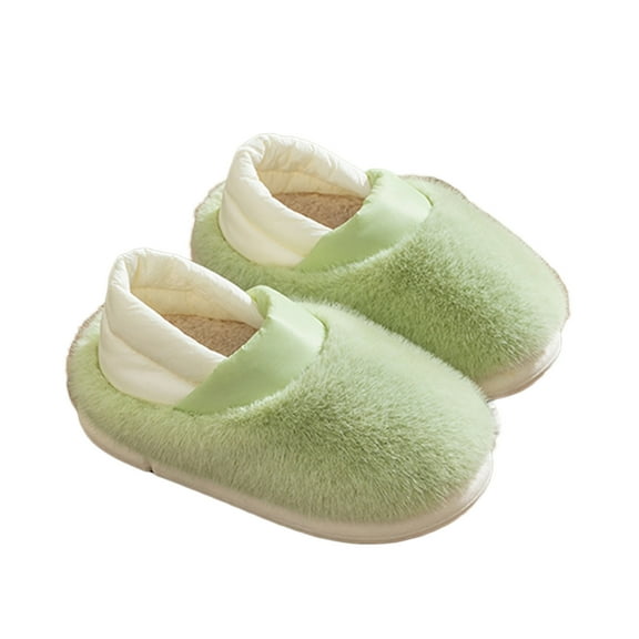 Lovskoo 2024 Women's And Men's Slippers Cotton Slippers Winter Package Heel Cotton Slippers Soft Bottom Foam Cotton Cotton Shoes Thick Bottom Padded Warm Green