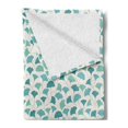 thumbnail image 2 of Forest Soft Flannel Fleece Throw Blanket, Native Chinese Woodland Leaves from Ginkgo Trees Pastel Silhouettes, Cozy Plush for Indoor and Outdoor Use, 50" x 60", Teal Turquoise and Cream, by Ambesonne, 2 of 5