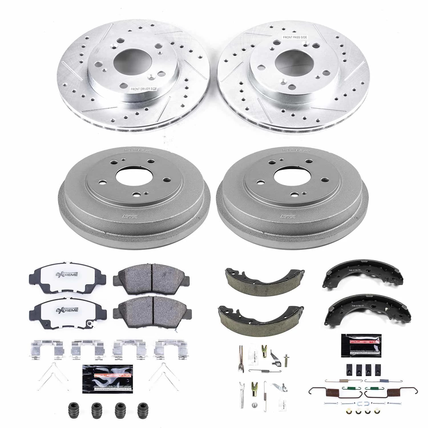 PowerStop Front and Rear Z26 Street Warrior Brake Pad Rotor Drum and Shoe Kit Fits: HONDA Select Models K15110DK-26