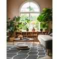 thumbnail image 5 of Unique Loom Trellis Frieze Collection Area Rug - Rounded (7' Round Dark Gray/Ivory), 5 of 7
