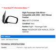 thumbnail image 2 of Right Passenger Side Mirror - Compatible with 2005 - 2021 Nissan Frontier 2006 2007 2008 2009 2010 2011 2012 2013 2014 2015 2016 2017 2018 2019 2020, 2 of 2