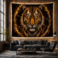 thumbnail image 6 of Tiger Portrait Inside A Golden Energy Ring, Majestic Fantasy Style For Tiger Lovers, Wildlife Wall Art, Housewarming Gift, Tapestry Wall Hanging For Bedroom, Living Room And Dorm, 6 of 7
