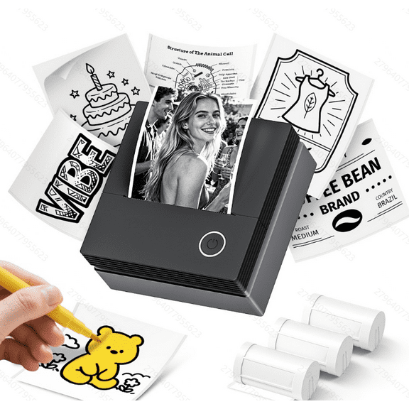 PM290CB Portable Ink-Free Mini Sticker Printer supports instant wireless printing and comes with 3 rolls of paper. Ideal for printing photos, labels, and stickers, it's the perfect travel companion