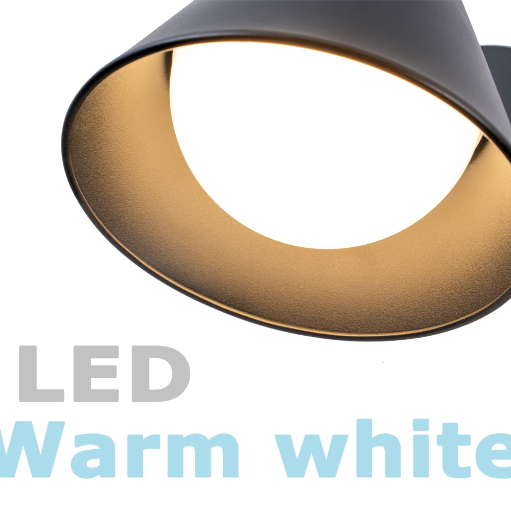 Dark Sky Mate Black Outdoor Led Wall Sconces Set of 2,6W Warm white