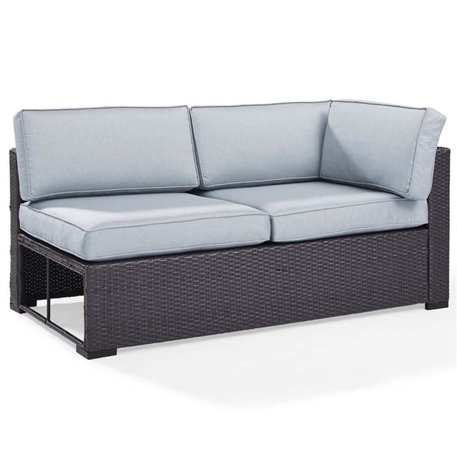 Crosley Furniture KO70129BR-MI Biscayne Outdoor Wicker Single-Arm Loveseat, Brown with Mist Cushions