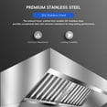thumbnail image 6 of 2024 New Commercial Exhaust Hood, Food Truck Hood Exhaust Rust Resistant Vent Hood, 201 Stainless Steel Concession for Kitchen Restaurant, with 2 Detachable U-shaped Oil Filter Mesh, 6 of 7