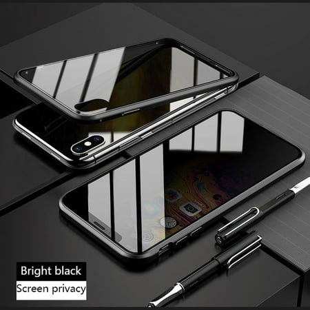 2020 Anti-peep Magnetic Metal Phone Case Tempered Glass Back Screen Privacy Cases Covers For Iphone 6/6S/7/8Plus Xs Max XR X 10