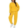thumbnail image 2 of BLOCLOALO 2 Piece Lounge Set Long Sleeve Pullover Sweatshirts Fashionable Sports Casual Jacket Trousers Round Neck Suit Sweatpants and Sweatshirt Set Plus Size Workout Sets Casual Sets Yellow S, 2 of 8