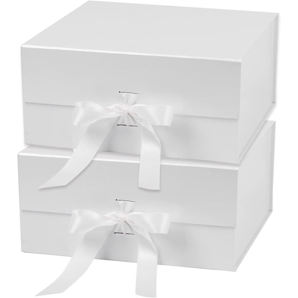 2 cajas de regalo verdes con cinta de satén, caja de regalo plegable de 8 x 8 x 4 pulgadas con cierre magnético para fiestas, bodas, papel de regalo, propuesta de dama de honor, almacenamiento