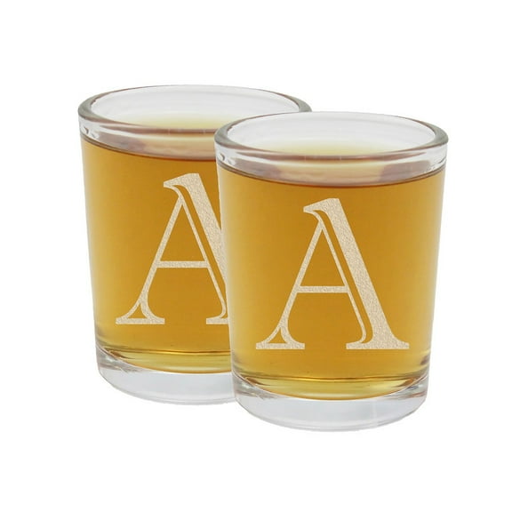 2pk Etched Monogram 2.5oz Shot Glasses (Letter A) A-Z Personalized shot glass, Custom shot glasses,Set of two Shot Glasses, Initial Birthday Gift shot glass Cute