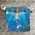 thumbnail image 3 of Ambesonne Colorful Quilted Bedspread Set 3 Pcs, Cartoon Mermaid Fish, Queen Size, Multicolor, 3 of 3