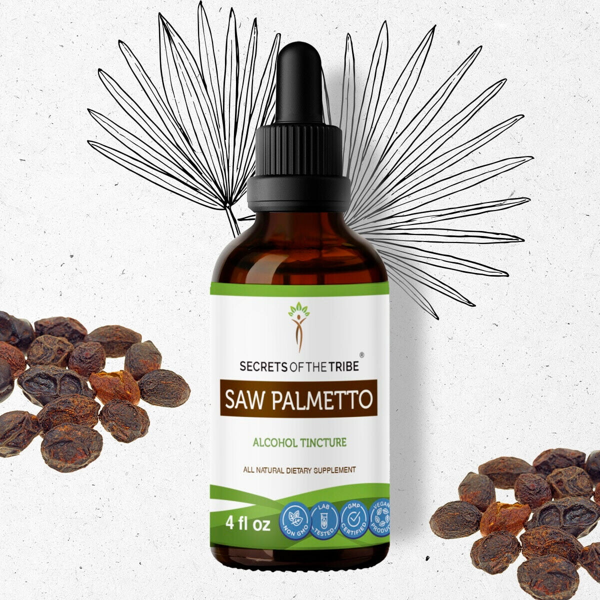 Saw Palmetto Tincture Alcohol Extract, Organic Saw Palmetto Serenoa