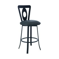 Armen Living Indoor Lola Contemporary 30" Bar Height Barstool in Brushed Stainless Steel Finish and Gray Faux Leather