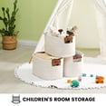 thumbnail image 5 of Woven Cotton Rope Storage Basket,Decorative Woven Basket,Decorative Baskets with Detachable Leather Handles for Closet Storage,Woven Baskets For Toy,Blanket, Book Storage(White 1PCS), 5 of 7
