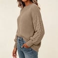 thumbnail image 5 of Women's Chunky Knit Pullover Sweater with Crew Neck, Loose Thick Warm Casual Long Sleeve Top, for Fall Winter Daily Wear, Home Comfort or Cozy Outings Beige L, 5 of 5
